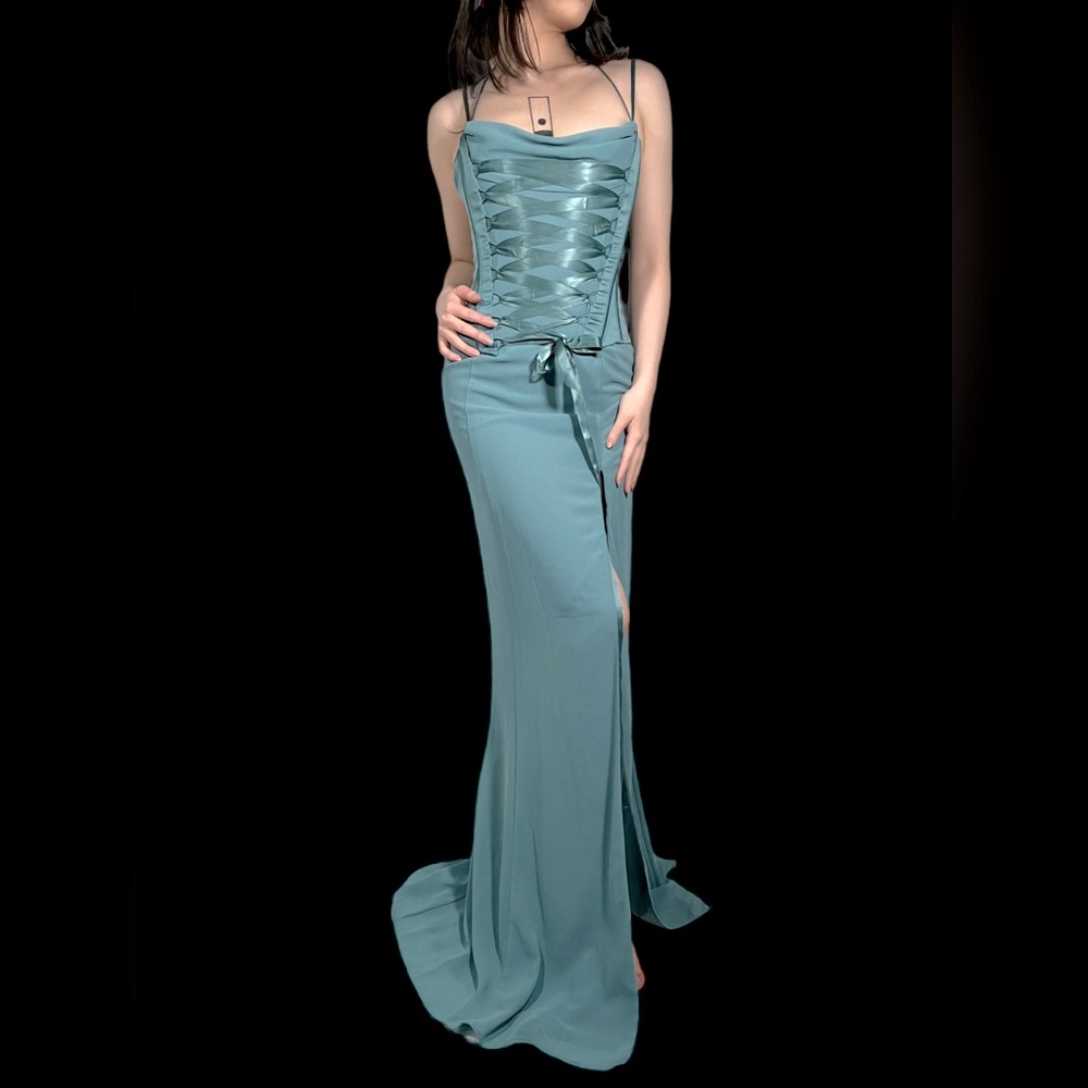 Oh Polly Coralie Lace Up Side Split Dress